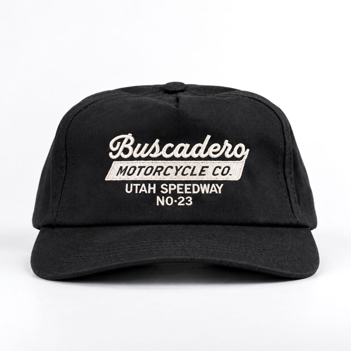 ‘Speedway’ Unstructured 5 panel Hat - Black