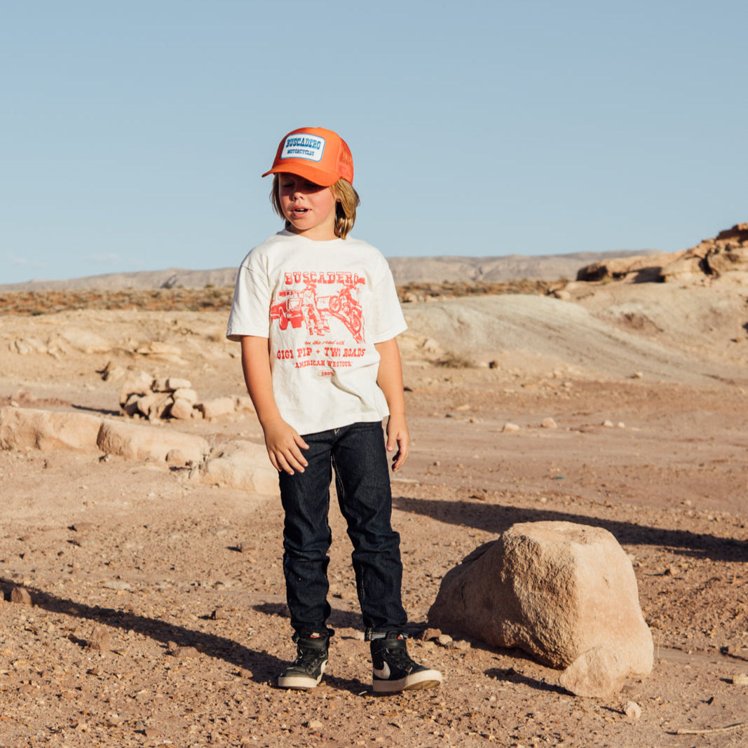 Kids 'Blue Barrel’ Foam Trucker Hat - Orange