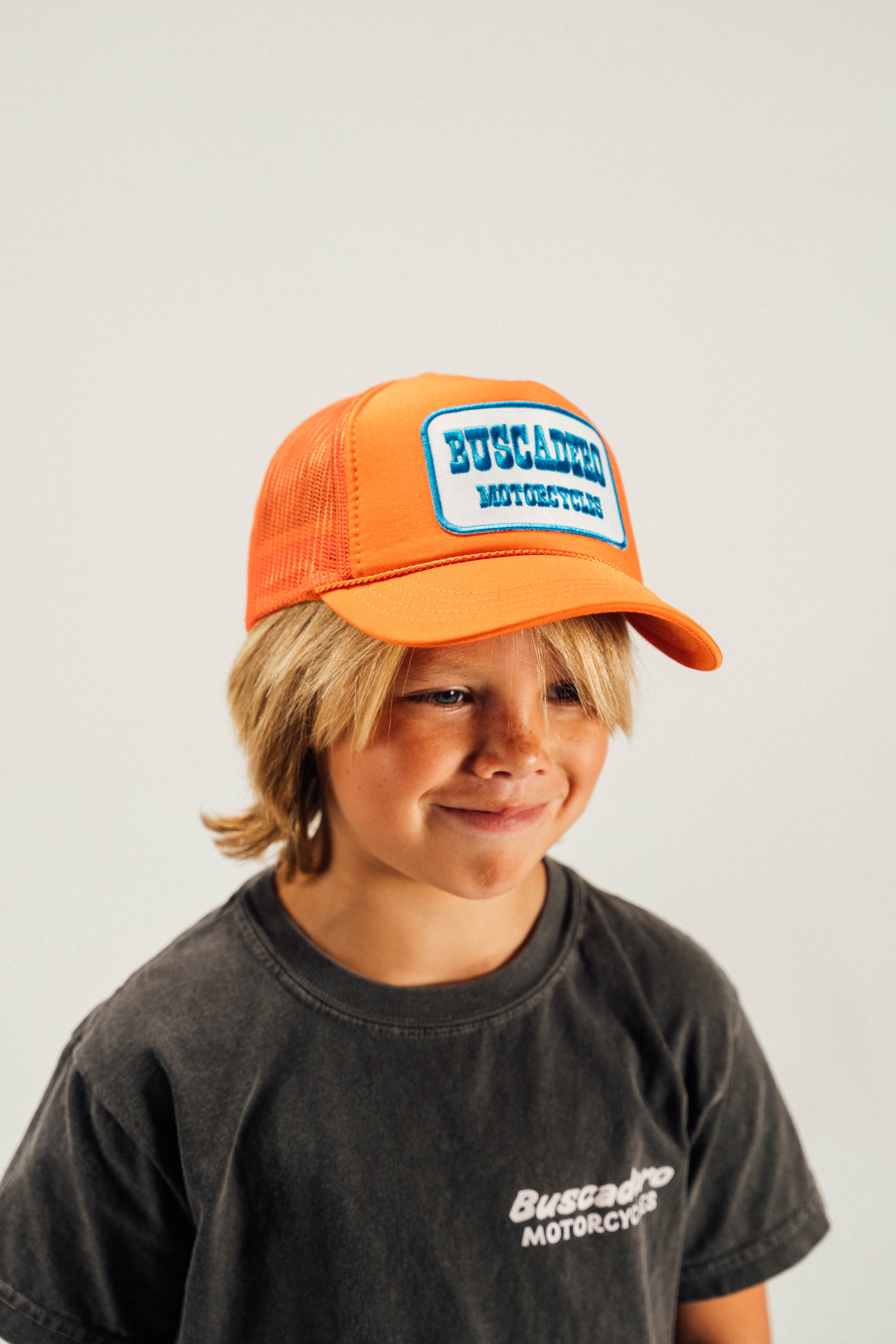 Kids 'Blue Barrel’ Foam Trucker Hat - Orange