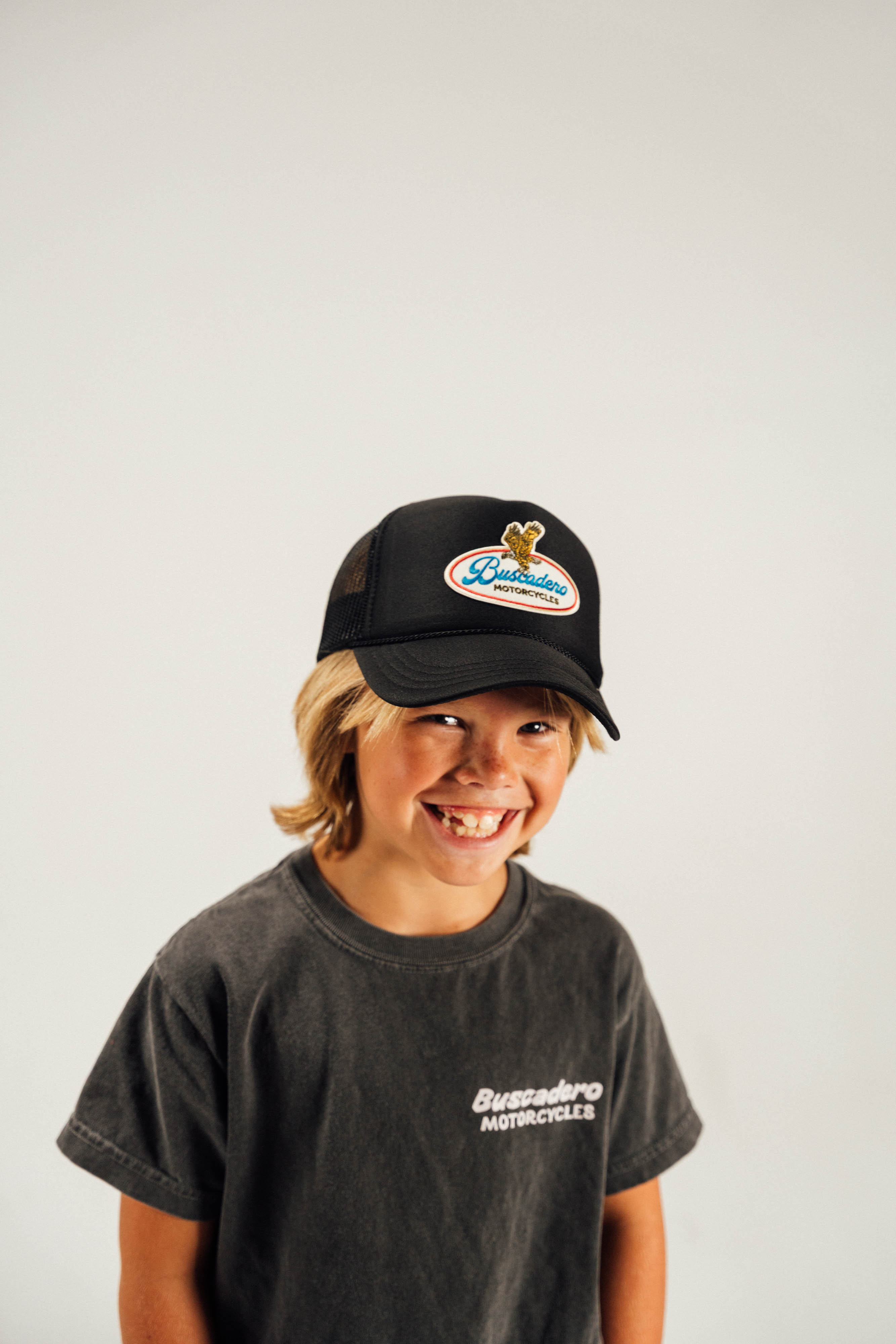 Kids 'Eagle’ Foam Trucker Hat - Black