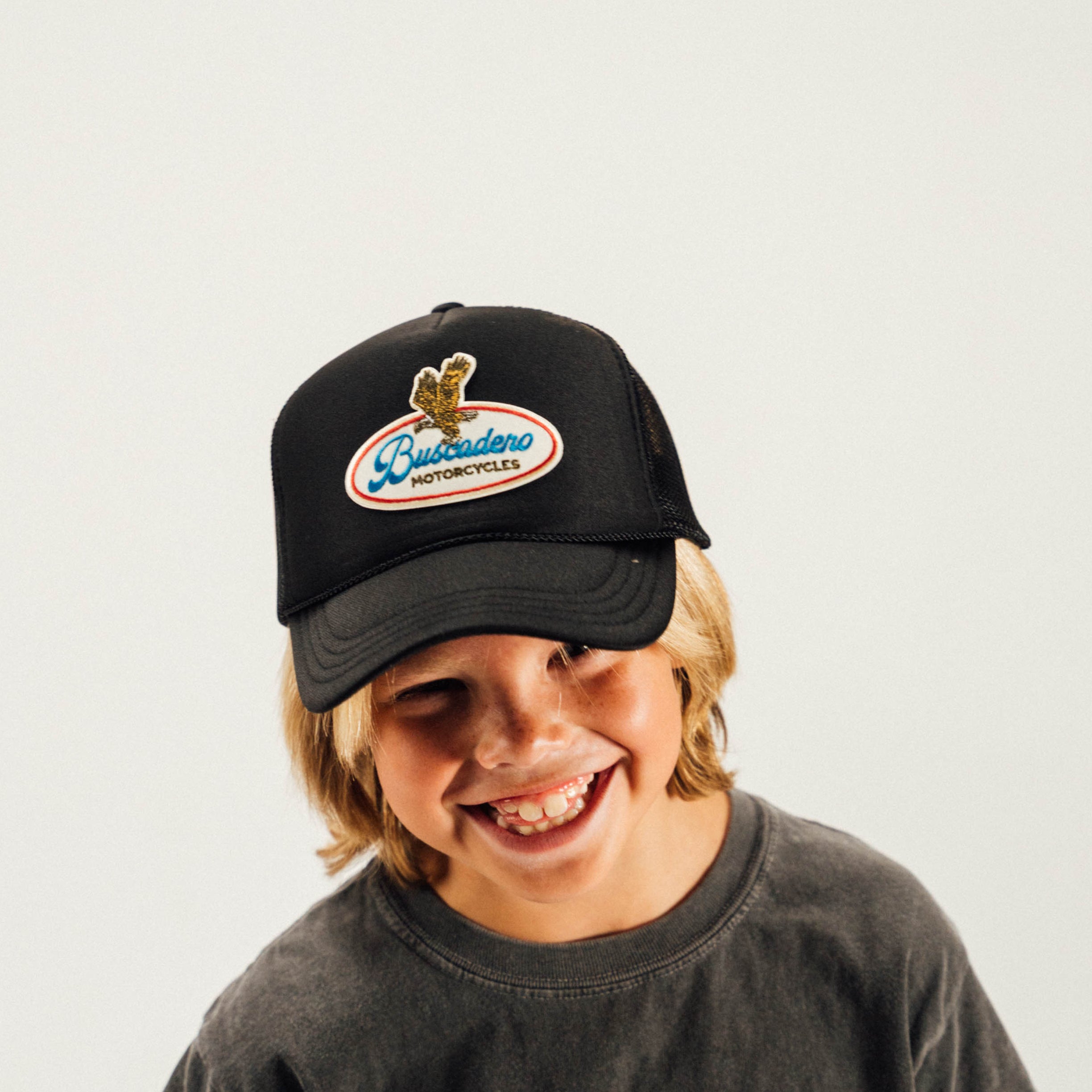Kids  'Eagle’ Foam Trucker Hat - Black