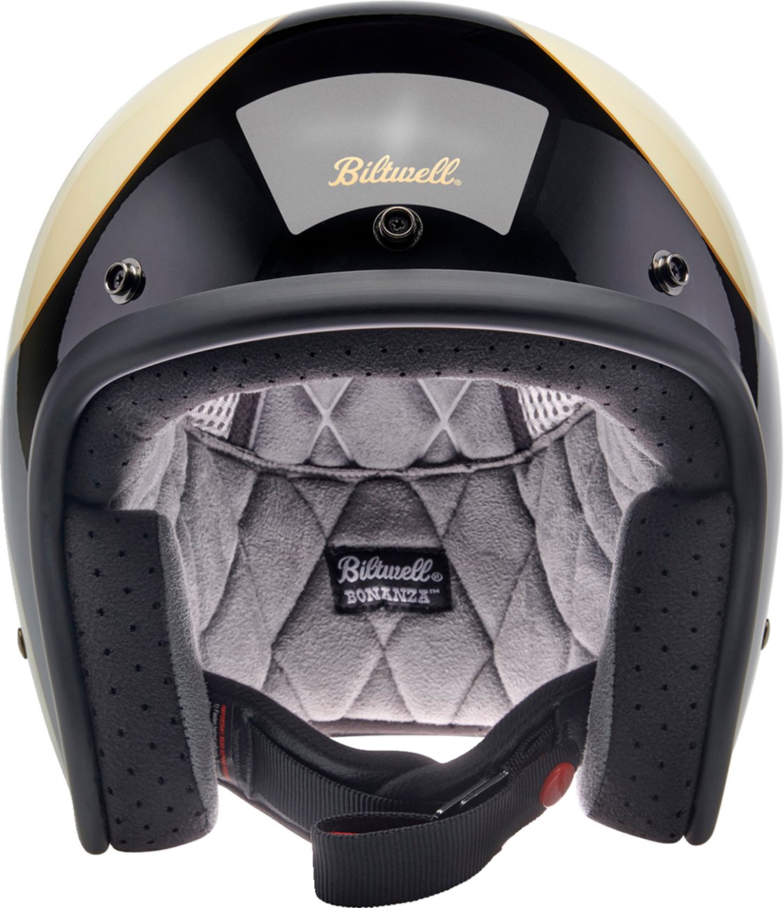 BILTWELL Bonanza Helmet - Gloss Vintage White/Black Scallop - Buscadero Motorcycles
