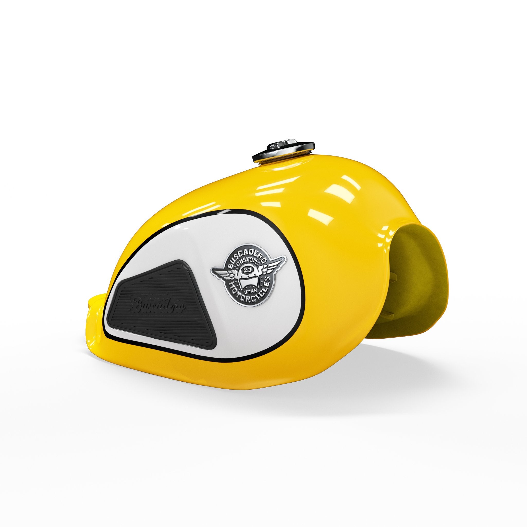 BSX Fuel Tank - Teardrop Yellow/White - Buscadero Motorcycles