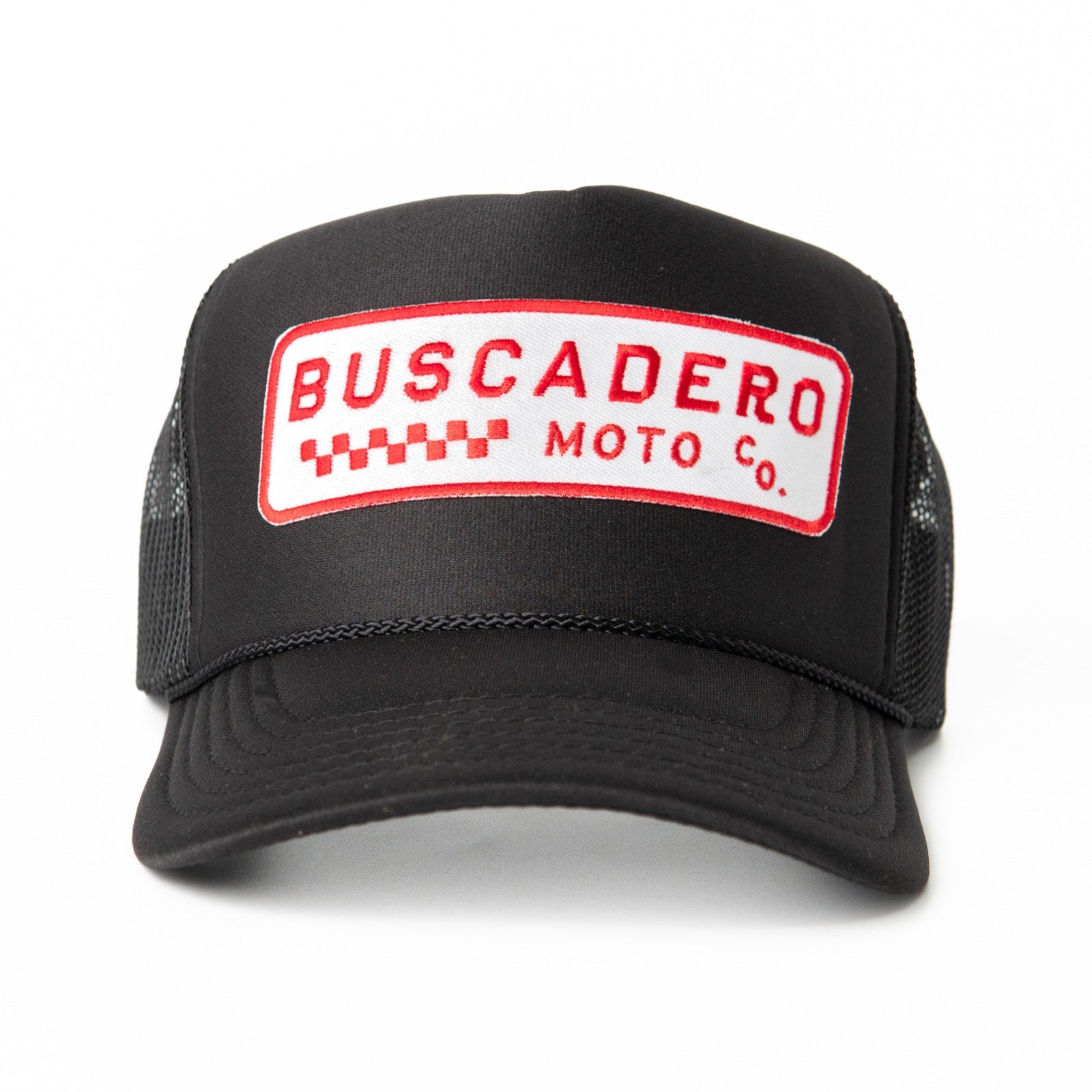 'Checker Moto’ Foam Trucker Hat - Black - Buscadero Motorcycles