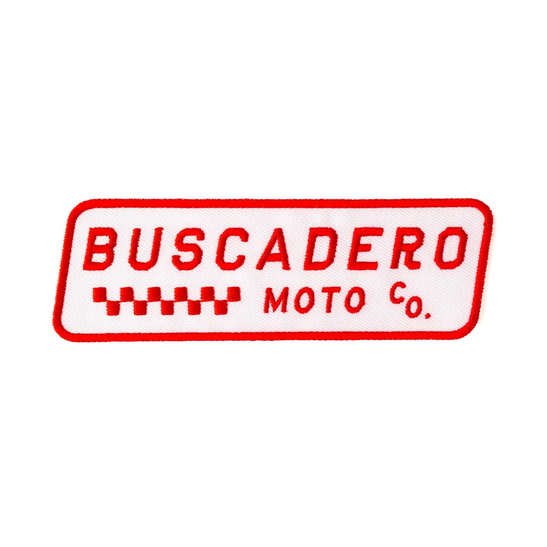 'Checker Moto' Iron-on Patch - Buscadero Motorcycles