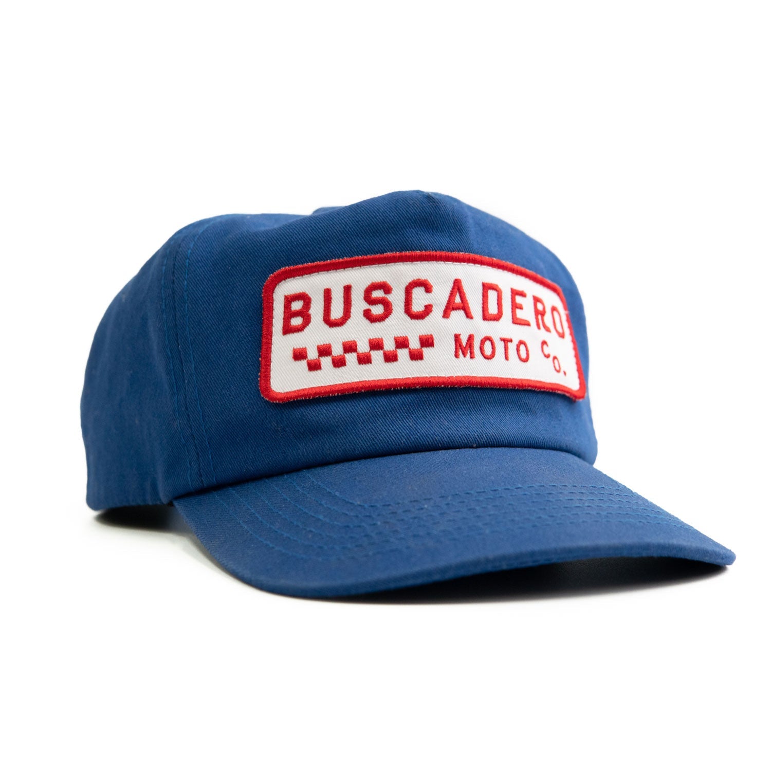 ‘Checker Moto’ Unstructured 5 panel Hat - Royal Blue - Buscadero Motorcycles