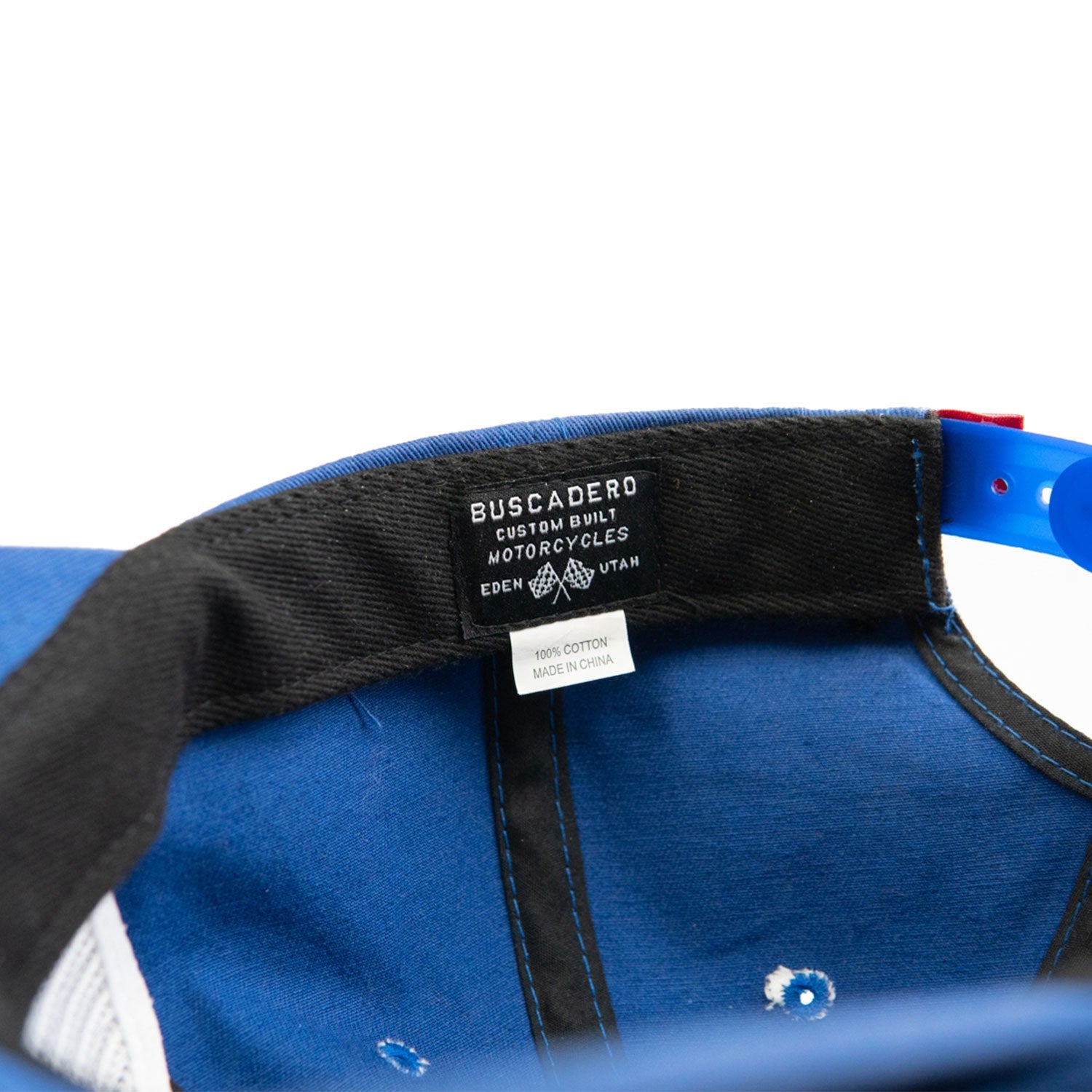 ‘Checker Moto’ Unstructured 5 panel Hat - Royal Blue - Buscadero Motorcycles