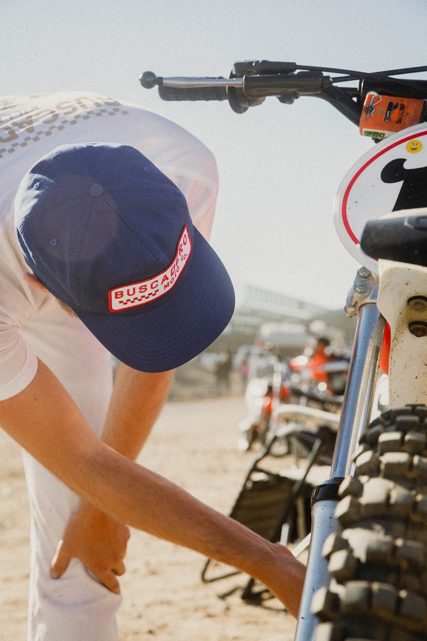 ‘Checker Moto’ Unstructured 5 panel Hat - Royal Blue - Buscadero Motorcycles