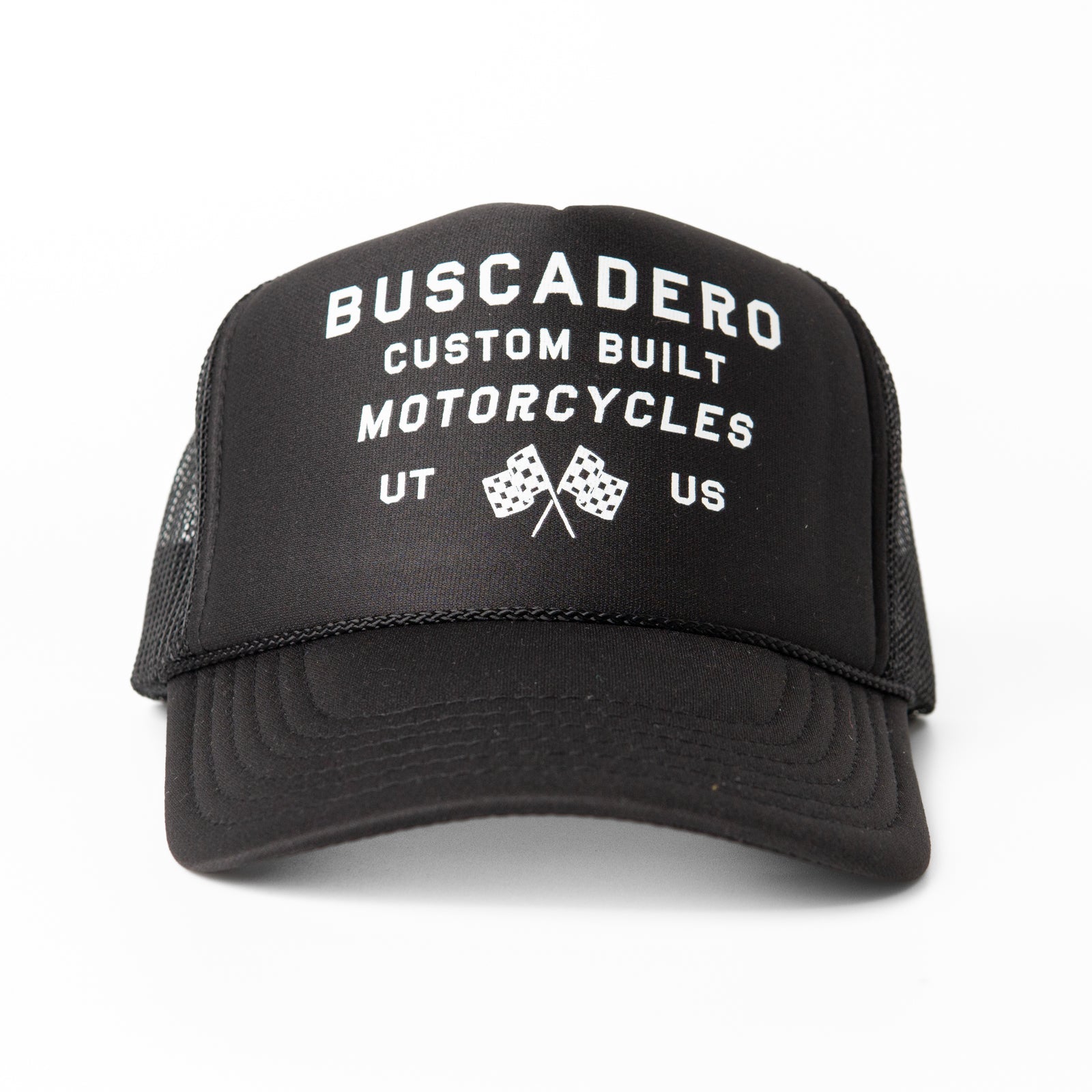 ‘Flags’ Foam Trucker Hat - Black - Buscadero Motorcycles
