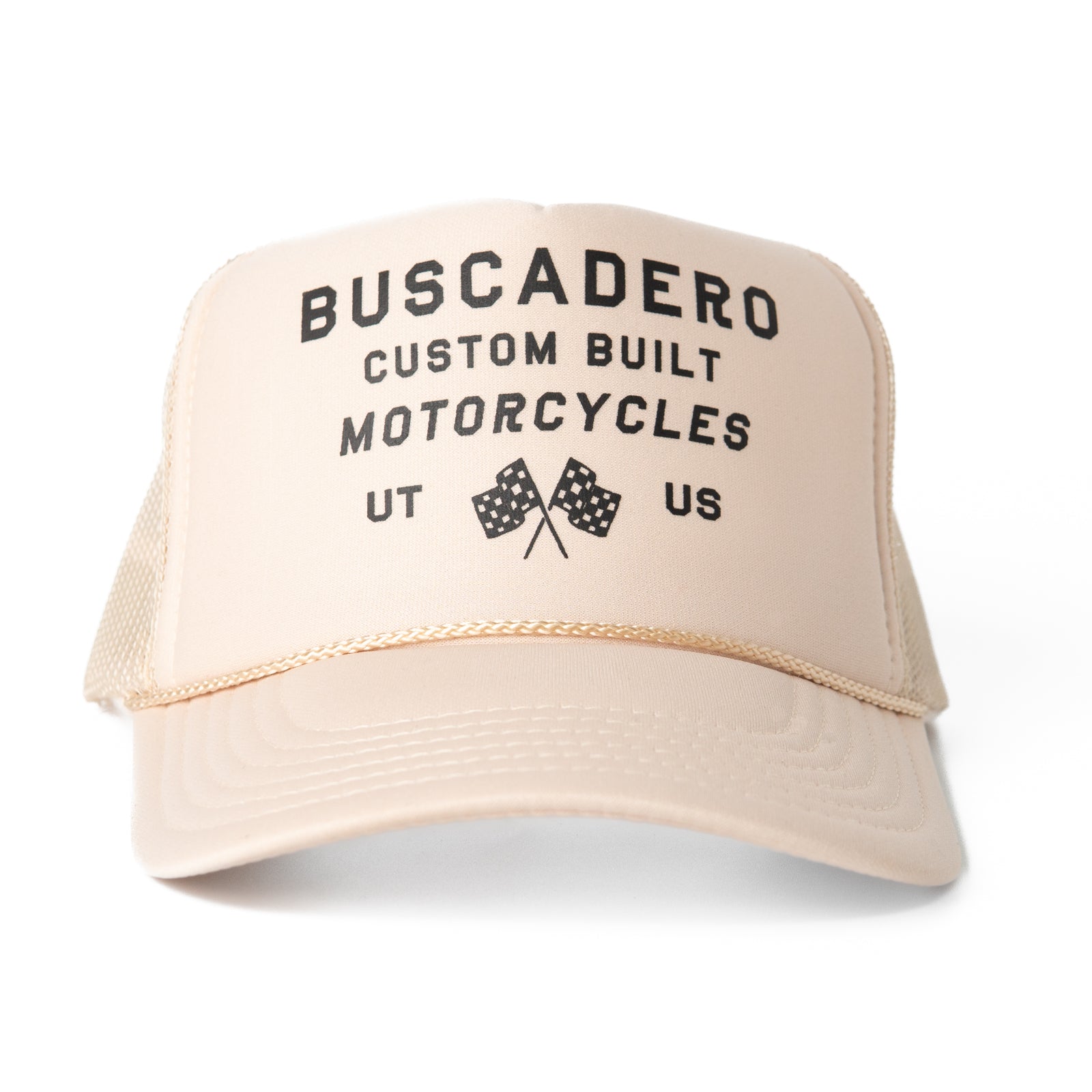‘Flags’ Foam Trucker Hat - Off White - Buscadero Motorcycles