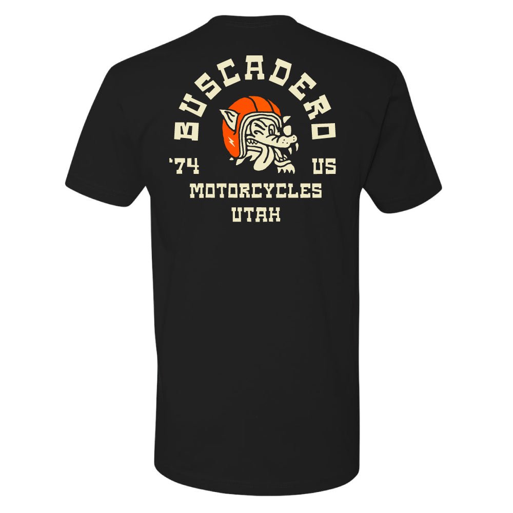 'Hungry Wolf' Black Short Sleeve T shirt - Buscadero Motorcycles