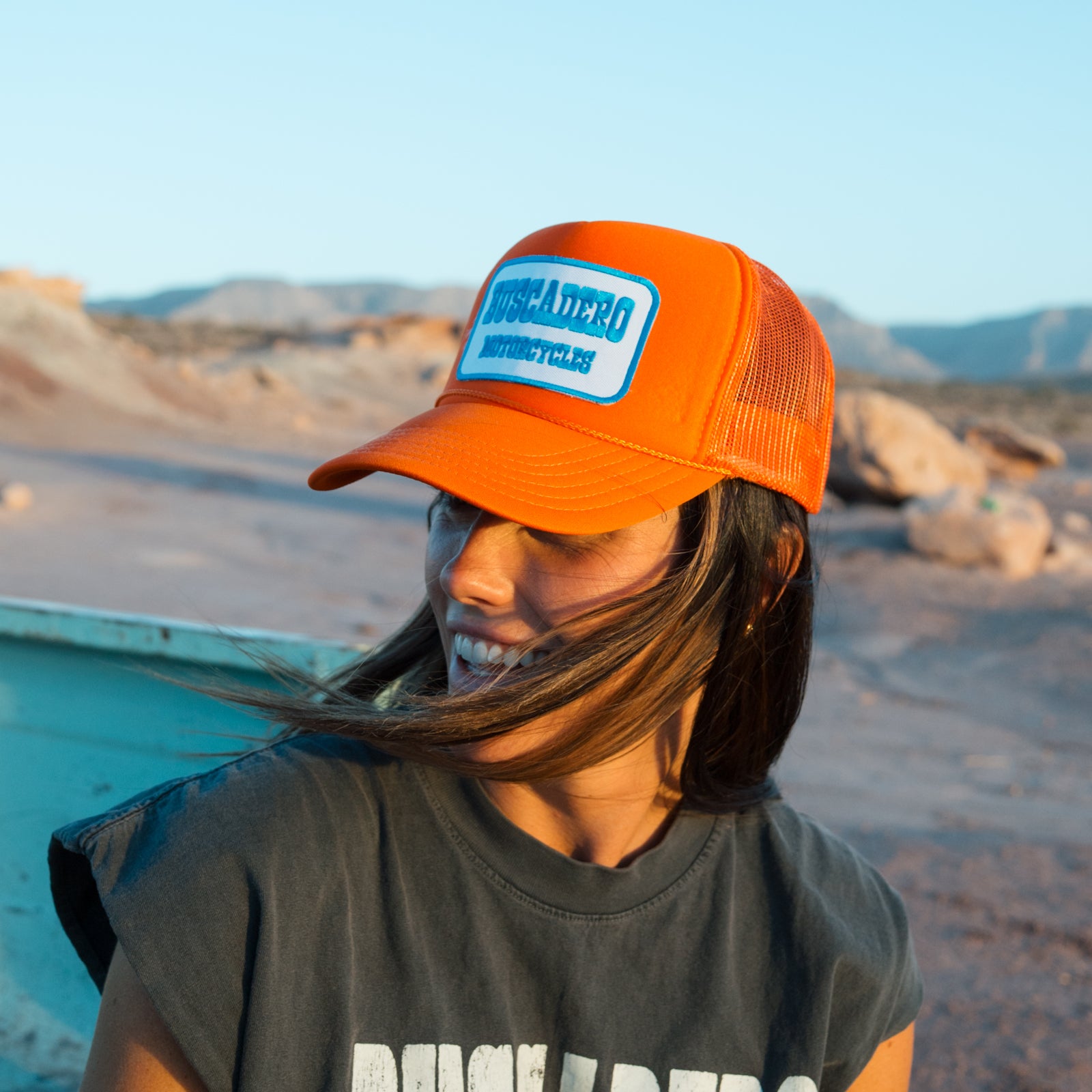 'Blue Barrel’ Foam Trucker Hat - Orange