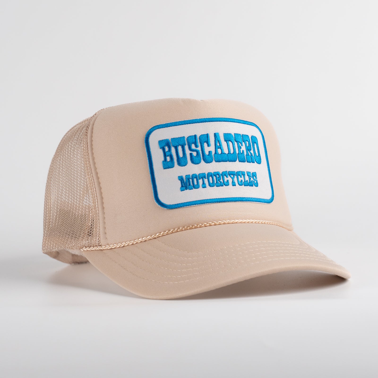 'Blue Barrel’ Foam Trucker Hat - Off White