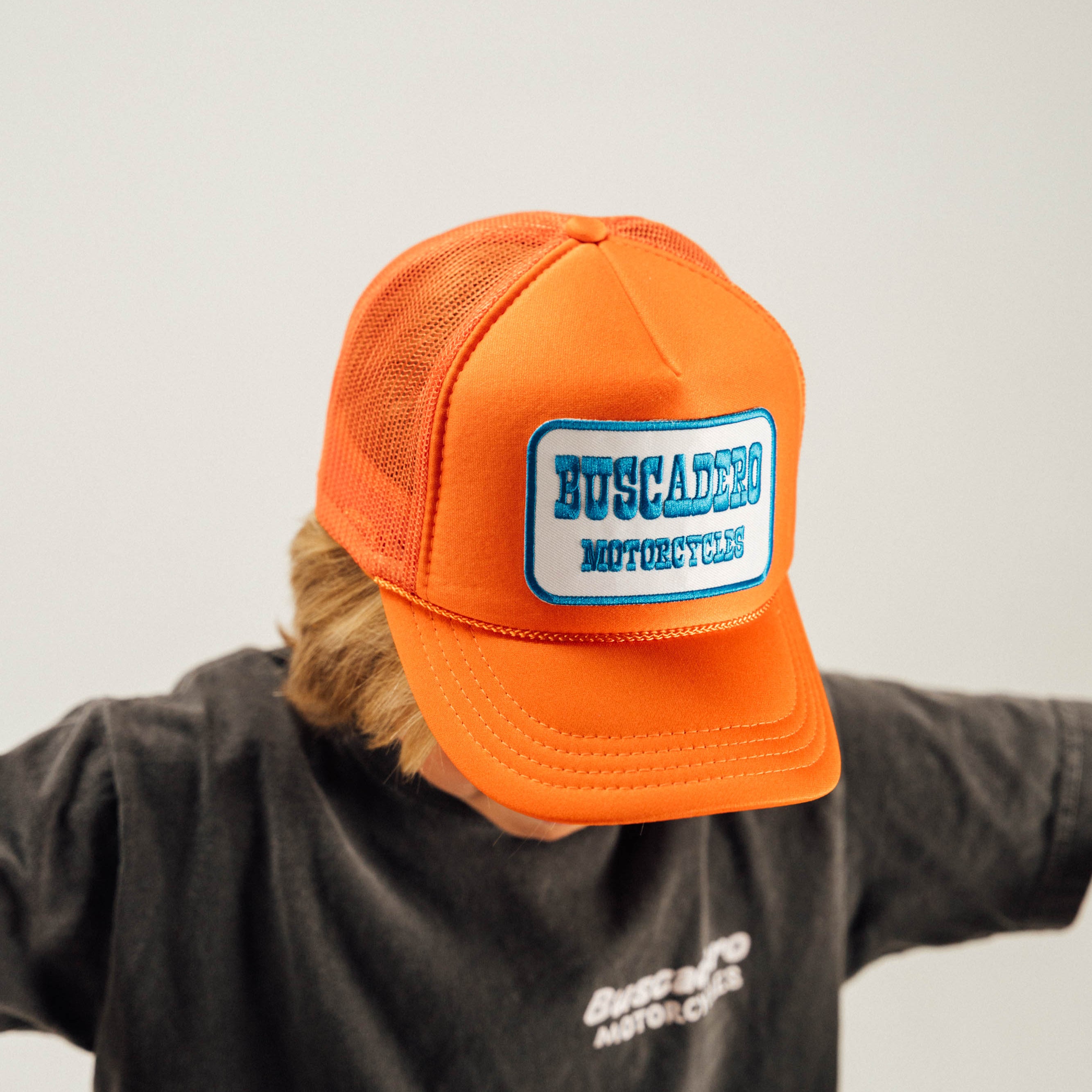 Kids 'Blue Barrel’ Foam Trucker Hat - Orange