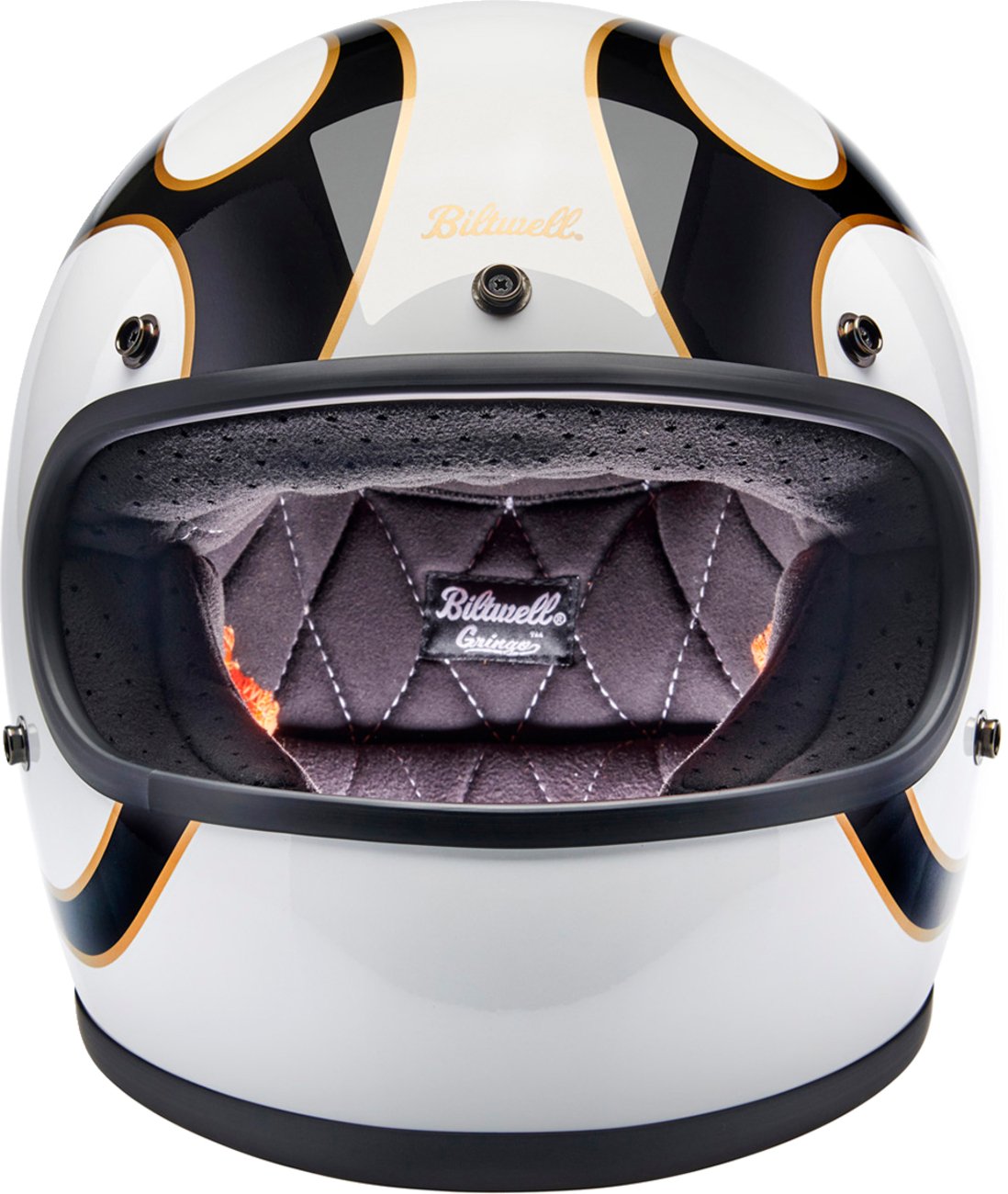 BILTWELL Gringo Helmet - Flames - White/Black - Buscadero Motorcycles