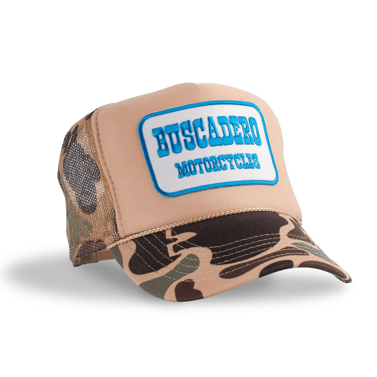 'Blue Barrel’ Foam Trucker Hat - Camo