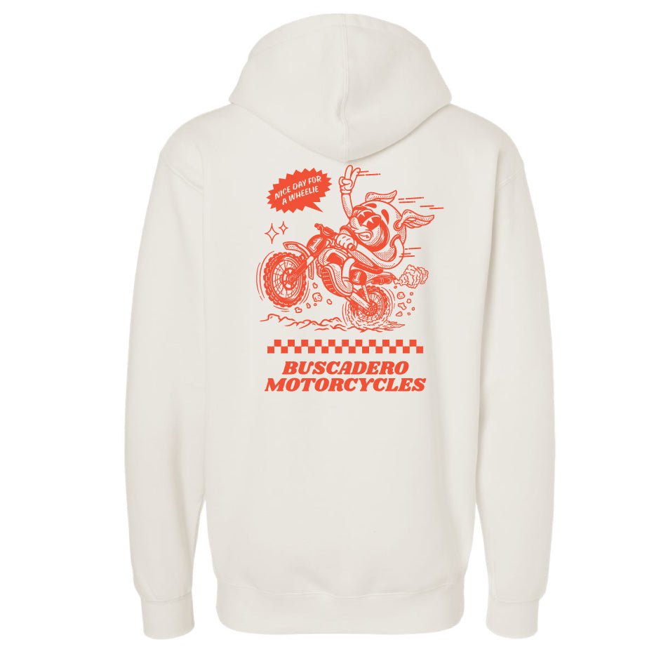 'Nice day for a Wheelie' Hoodie - Buscadero Motorcycles
