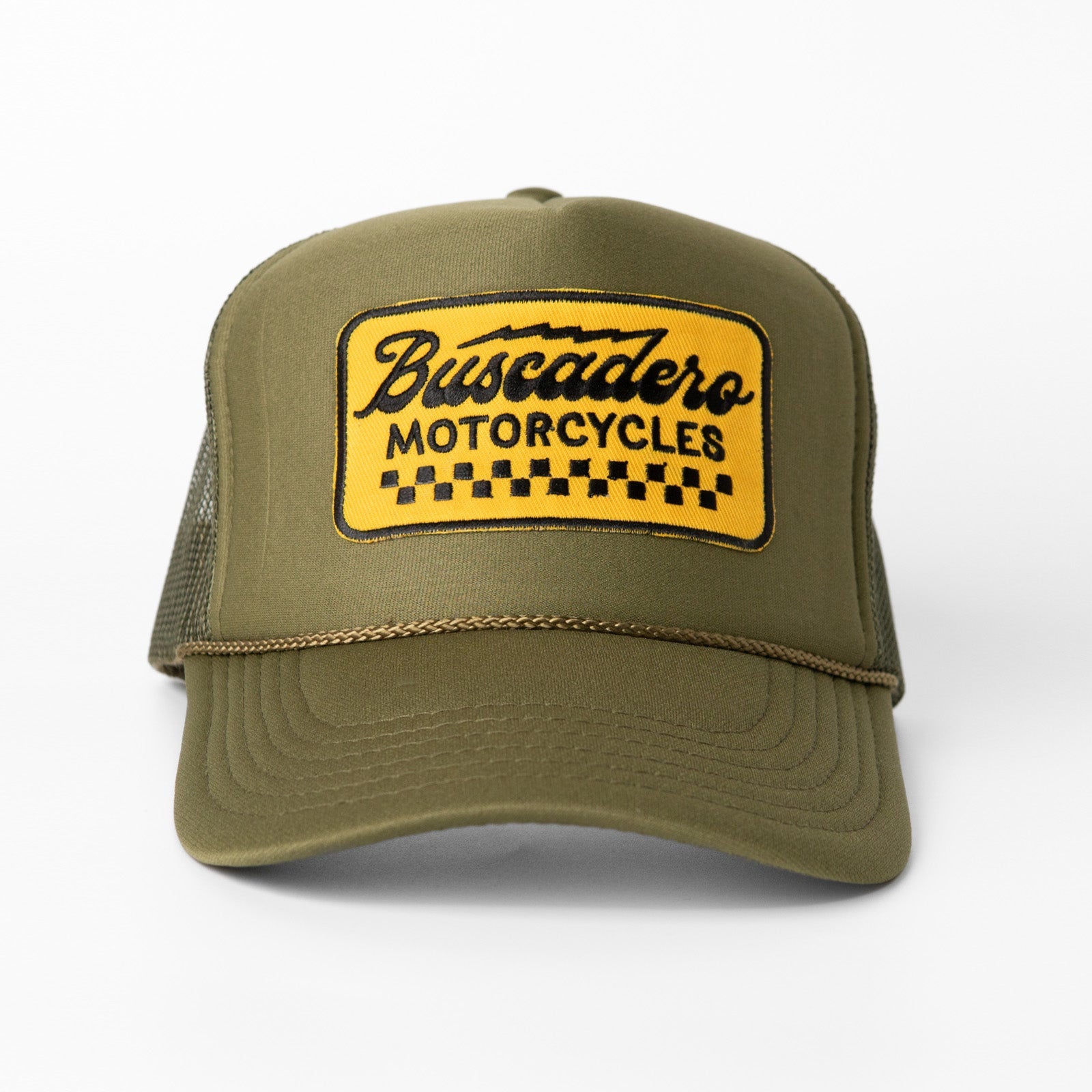 'Banner’ Foam Trucker Hat - Olive Drab - Buscadero Motorcycles