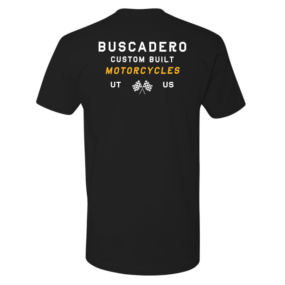 'Checker Flags' Short Sleeve T shirt - Buscadero Motorcycles