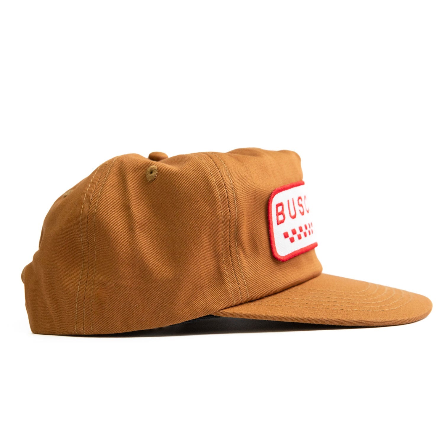 ‘Checker Moto’ Unstructured 5 panel Hat - Camel - Buscadero Motorcycles