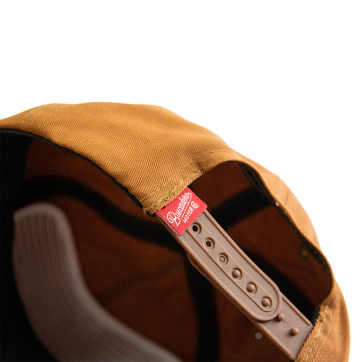 ‘Checker Moto’ Unstructured 5 panel Hat - Camel - Buscadero Motorcycles