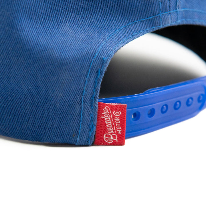 ‘Checker Moto’ Unstructured 5 panel Hat - Royal Blue - Buscadero Motorcycles