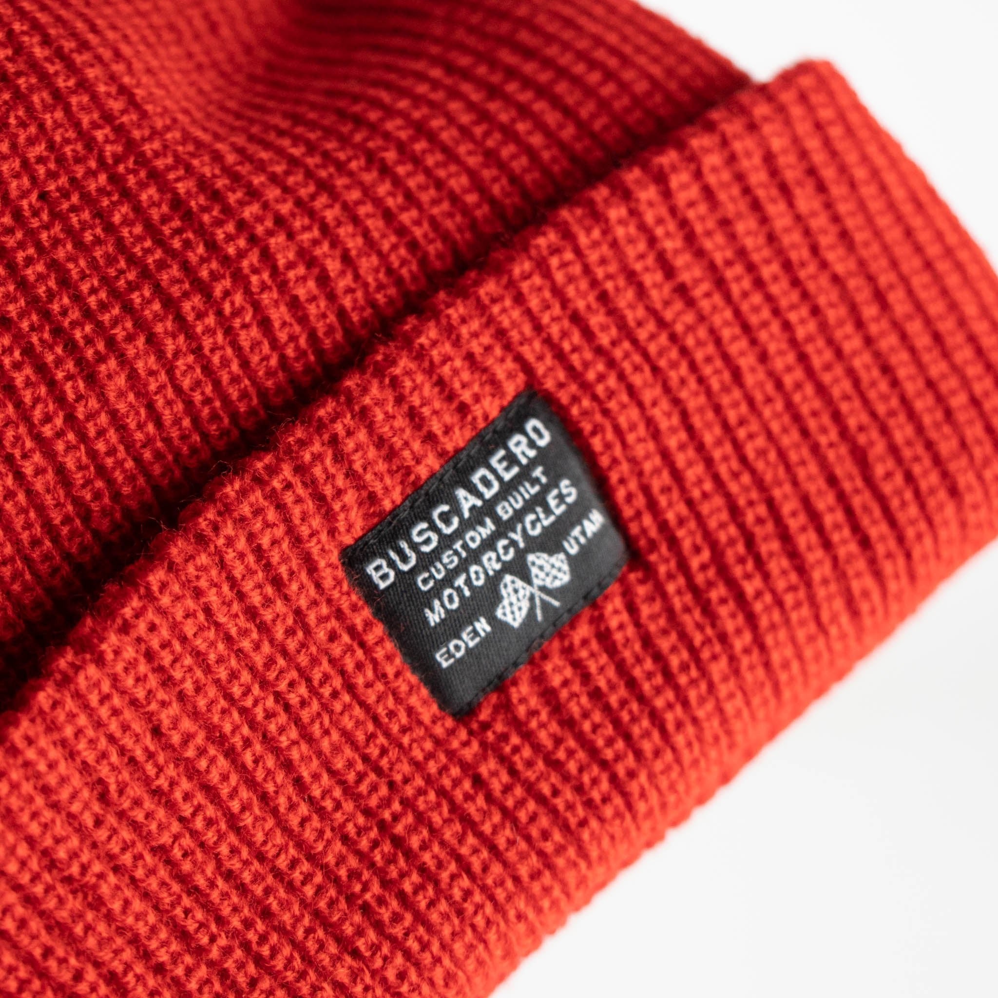 'Flags’ Cuff Beanie - Red - Buscadero Motorcycles