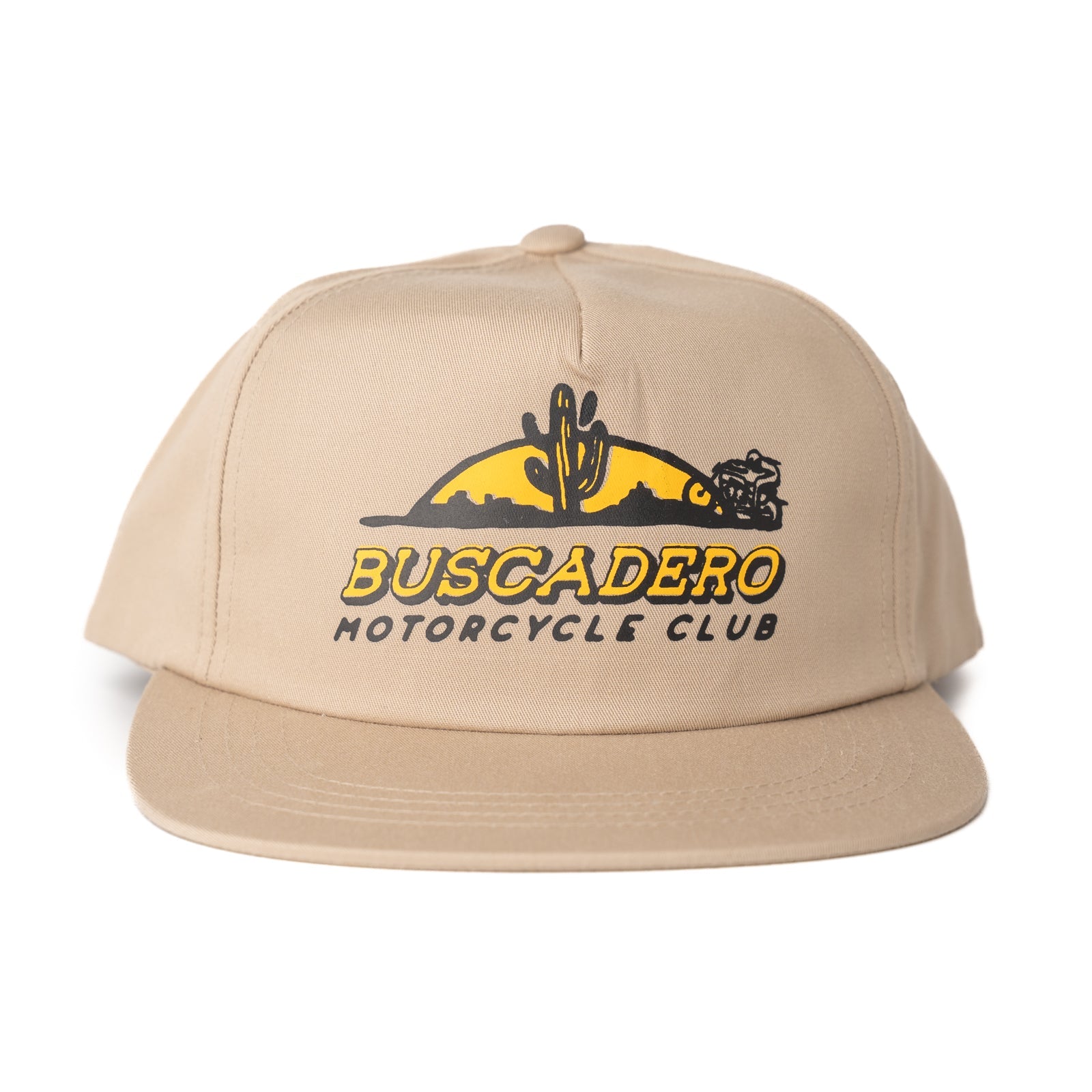 ‘Malcolm’ Unstructured 5 panel Flat Brim Hat - Tan - Buscadero Motorcycles