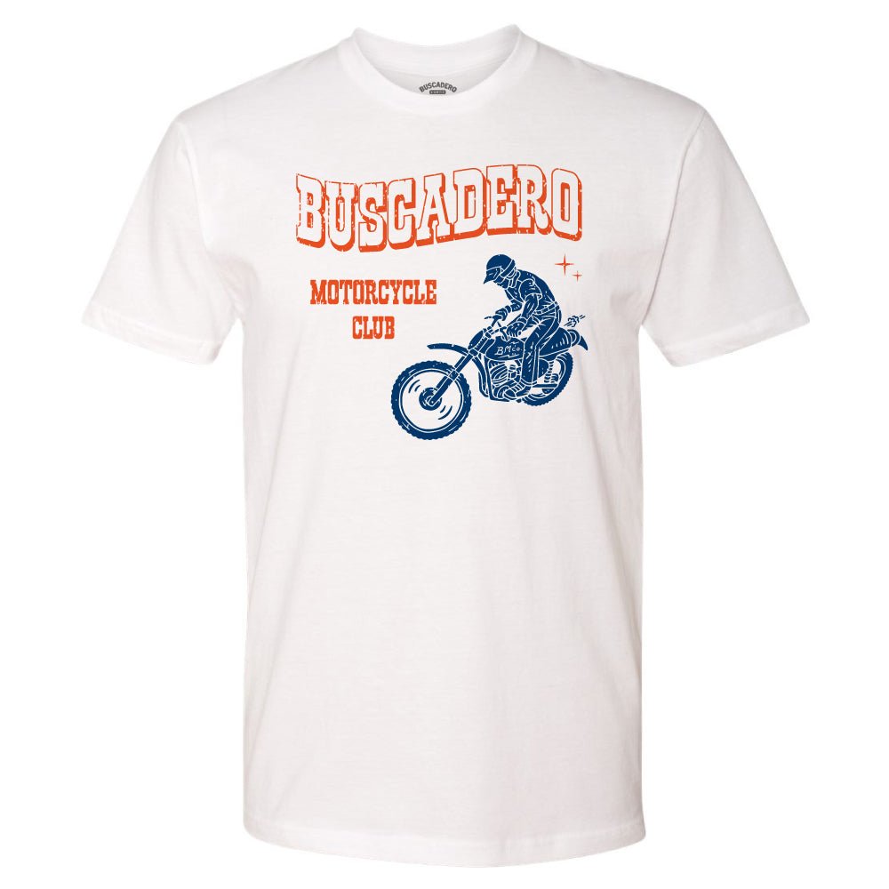 'Moto Club' White Short Sleeve T shirt - Buscadero Motorcycles