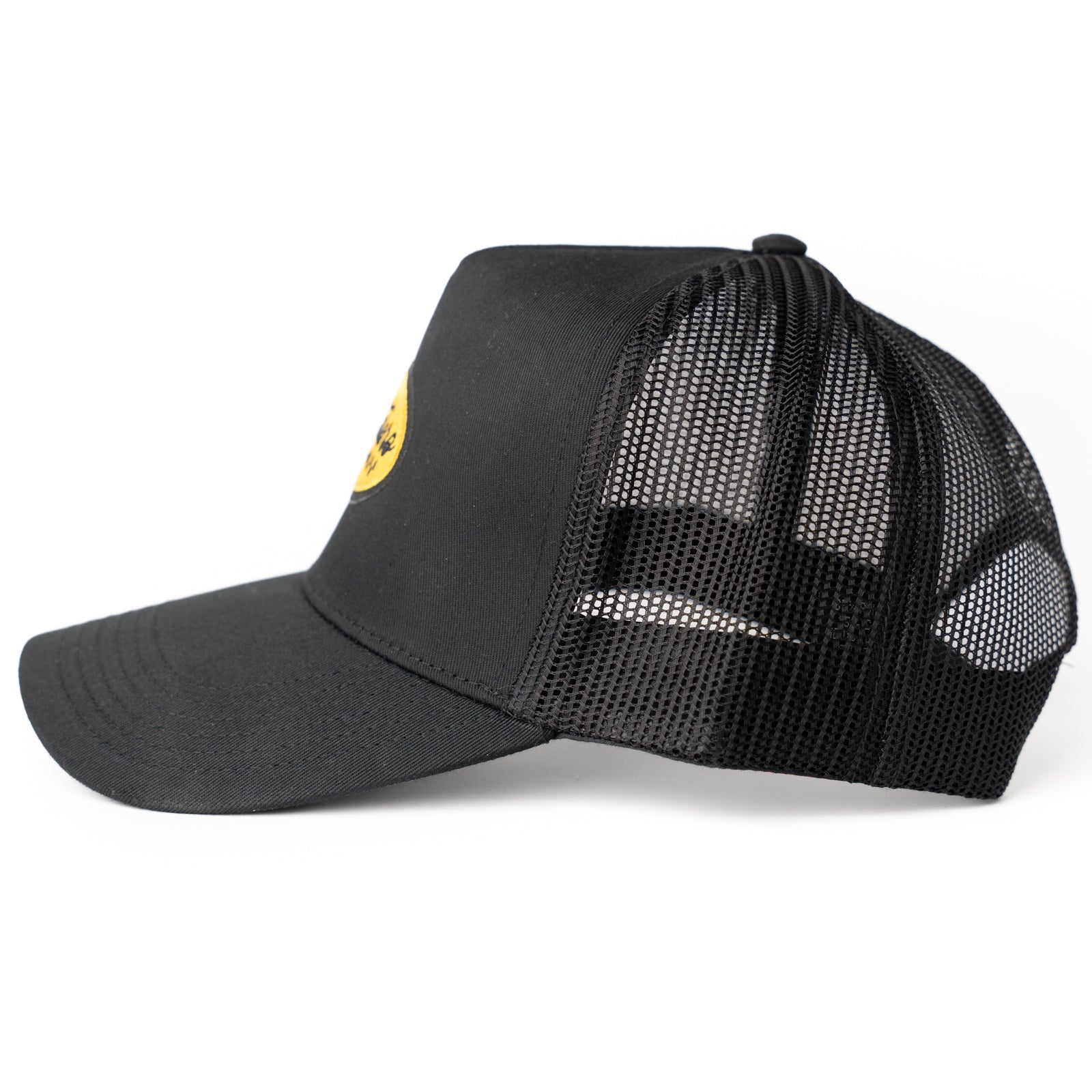 ‘Podium’ Mid Profile Mesh Back Trucker Hat - Black - Buscadero Motorcycles