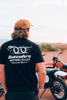 'Snake on Wheels' Black Short Sleeve T shirt - Buscadero Motorcycles