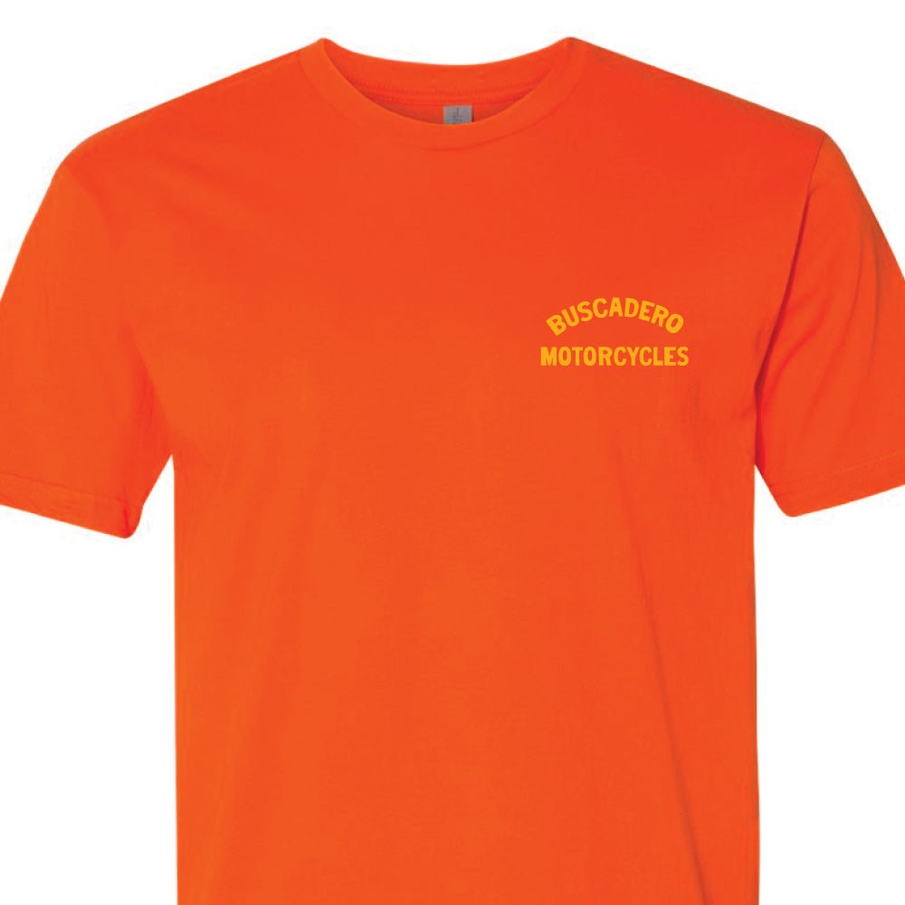 'Speedway' Orange Short Sleeve T shirt - Buscadero Motorcycles