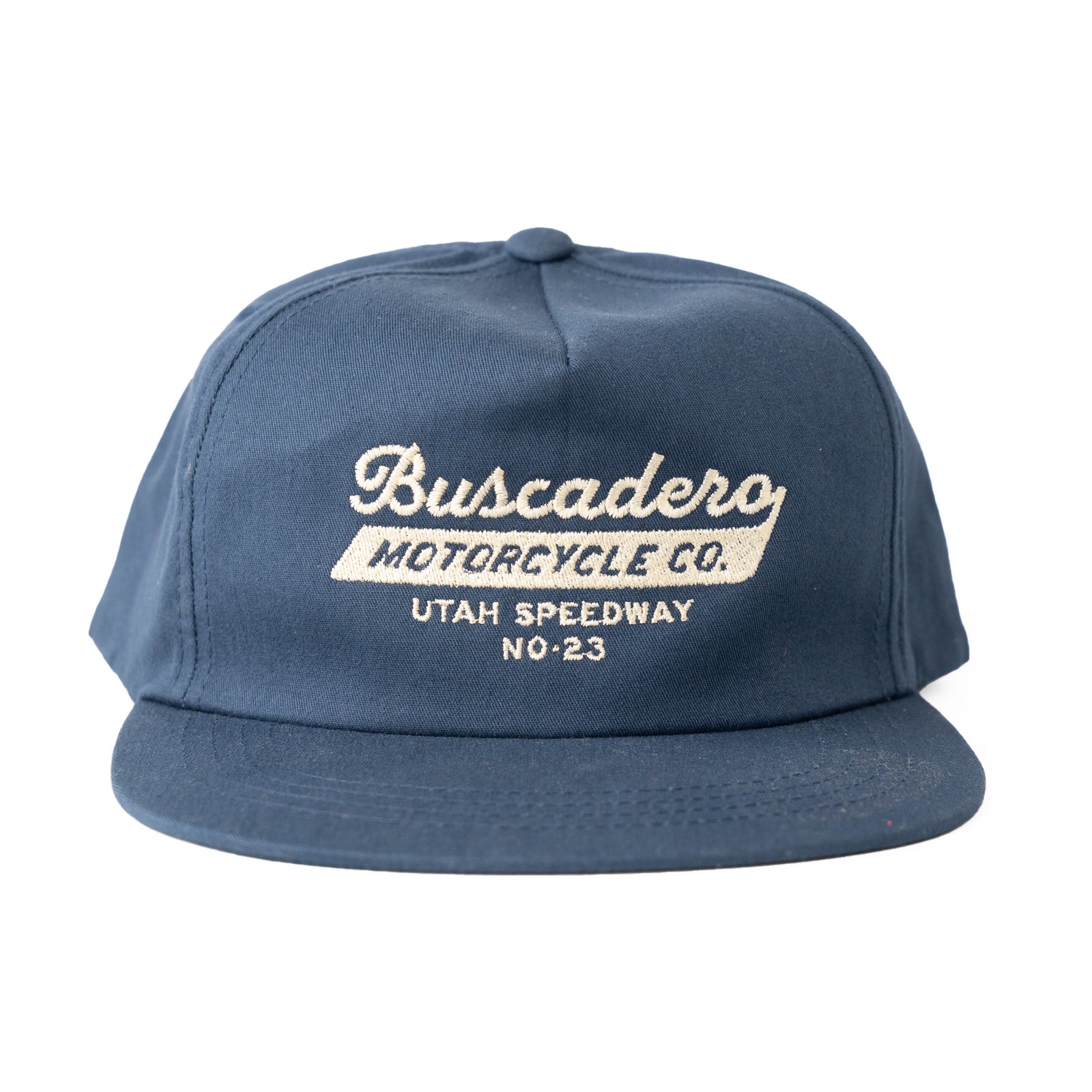 ‘Speedway’ Unstructured 5 panel Hat -Navy - Buscadero Motorcycles