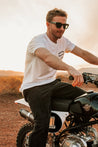 'Speedway' White Short Sleeve T shirt - Buscadero Motorcycles