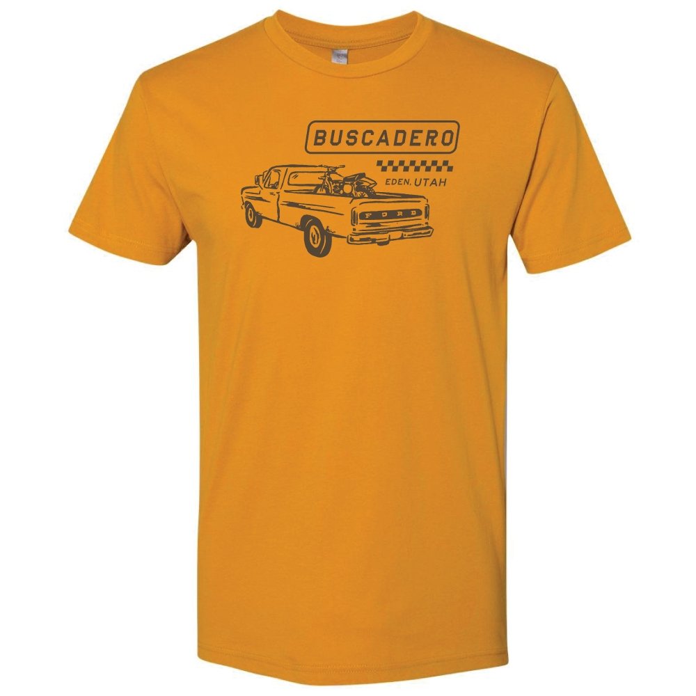'Truckin' Gold Short Sleeve T shirt - Buscadero Motorcycles